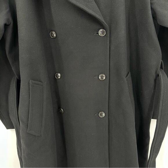 Madewell Wool Blend Double Breasted Trench Coat in black Size XL - Picture 7 of 12